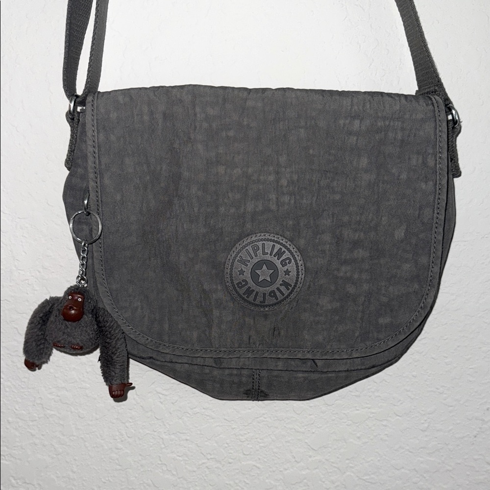 Kipling Charcoal Crossbody Bag with Fun Keychain